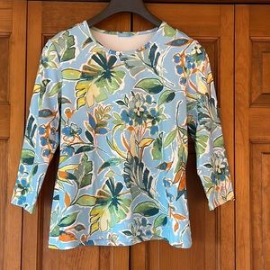 J.McLaughlin Catalina Cloth 3/4 Sleeve Jungle Print Top Large